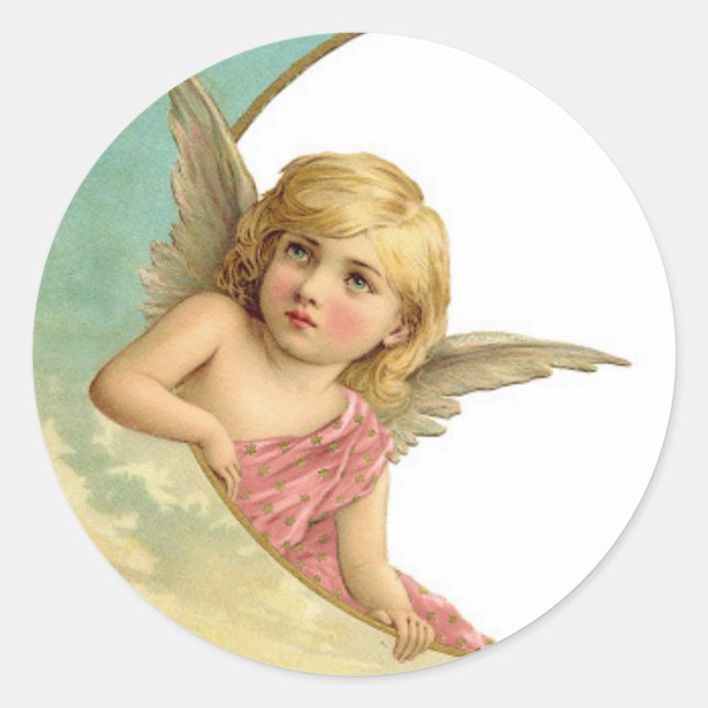 Round Sticker, Glossy, Large, 3 inch CHERUB Classic Round Sticker (Front)
