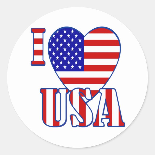 Round Sticker/I Heart USA Classic Round Sticker (Front)