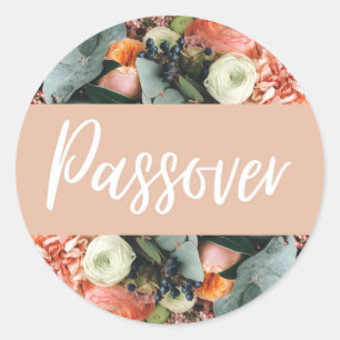 Round Sticker Label Gift Passover Festival Floral