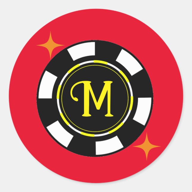 Round Sticker - Poker Personalized (add initial) (Front)