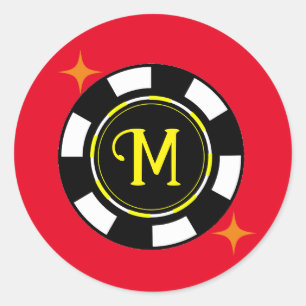 Round Sticker - Poker Personalized (add initial)