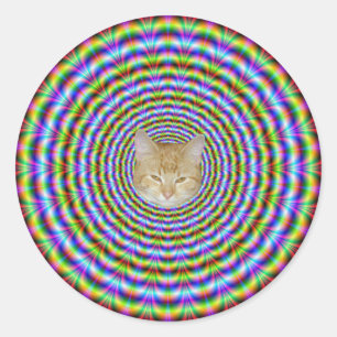 Round Sticker Psychedelic Neon Ripples