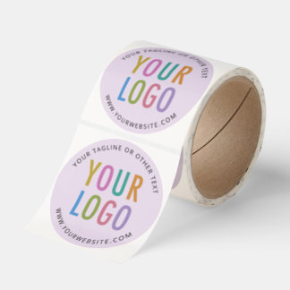 Round Sticker Roll with Business Logo Lilac Purple