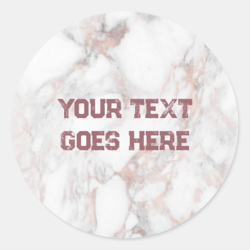 Round Sticker Rose Gold White Marble Template