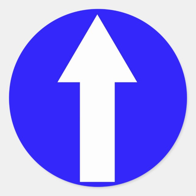 Round sticker with ahead only arrow (Front)