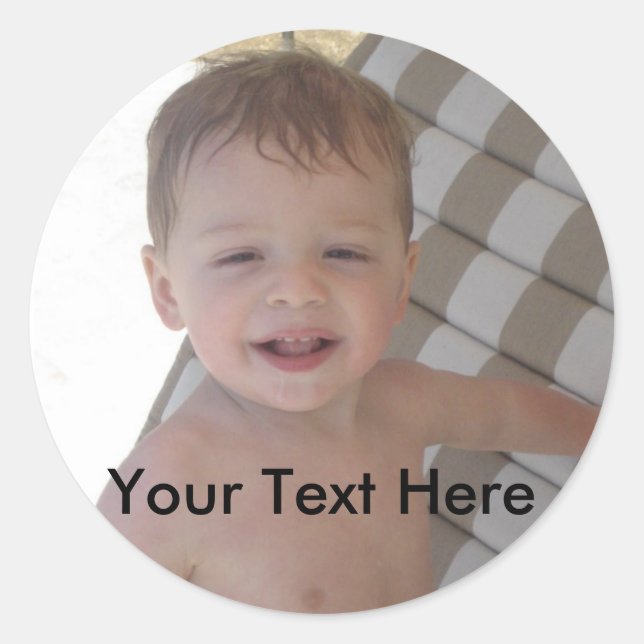 Round Sticker with Custom Text and Image (Front)