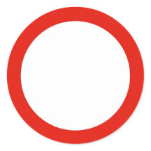 Round sticker with do not enter traffic sign.