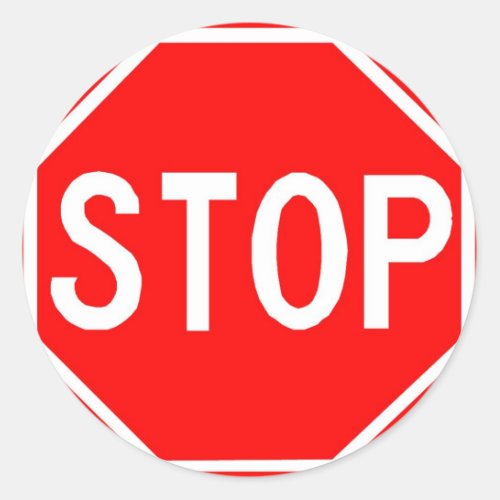 Round sticker with Stop sign