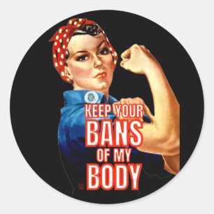 round sticker "WOMEN'S RIGHTS 101"