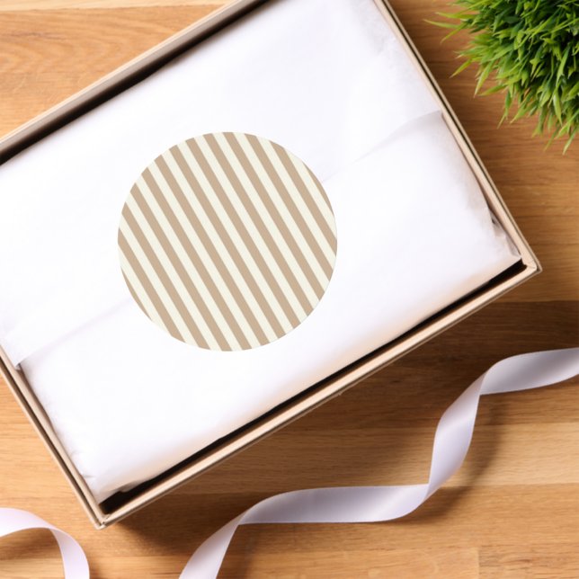 Round Stickers Beige & White Stripe (Tissue Paper)