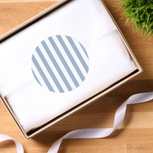 Round Stickers Blue & White Stripe