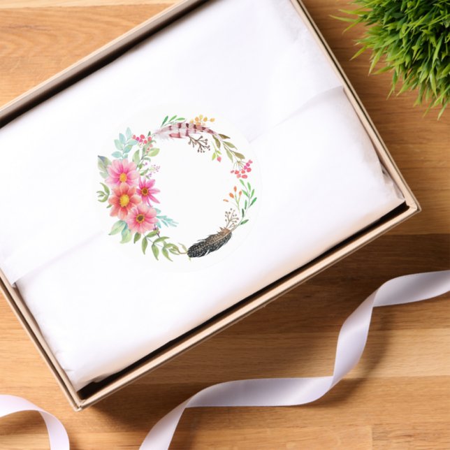 Round Stickers Floral Flowers Love  (Tissue Paper)