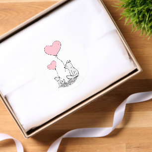 Round Stickers  Foxy Pink Hearts Love 