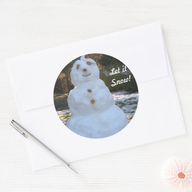 Round Stickers Let it Snow Snowman (Envelope)