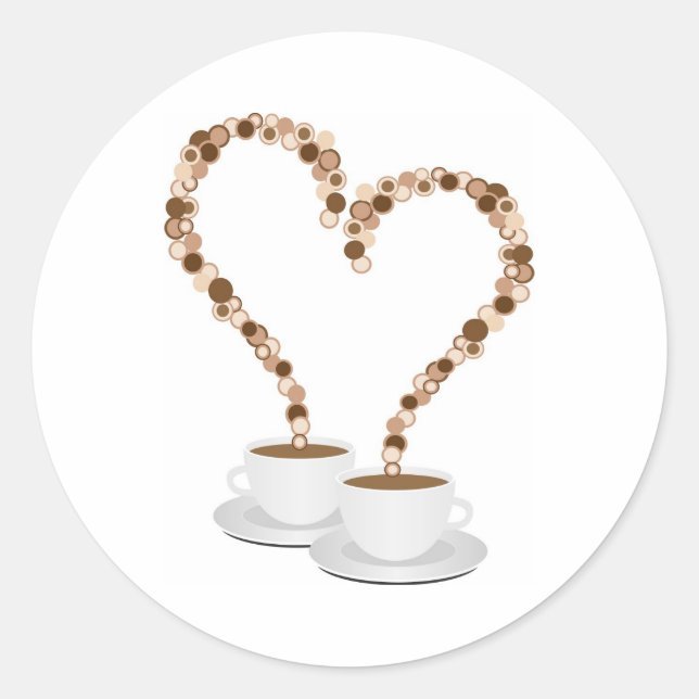 Round stickers " morning coffee " (Front)