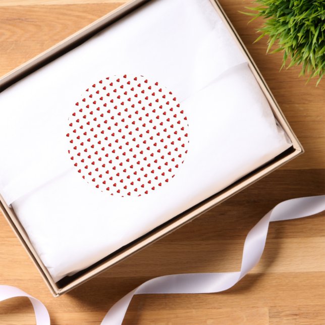 Round Stickers Red Hearts Love  (Tissue Paper)