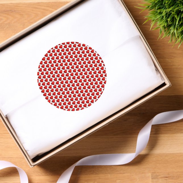 Round Stickers Red Hearts Love  (Tissue Paper)