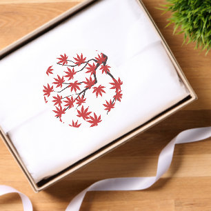 Round Stickers Red Leaves