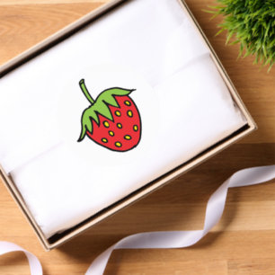 Round Stickers Strawberry Fruit