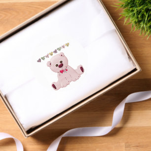 Round Stickers Teddy Bear Love 