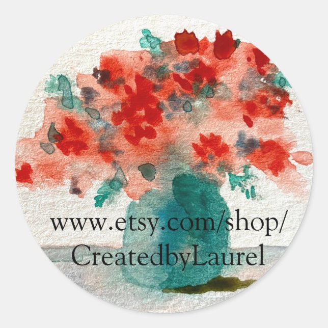 Round Stickers with Floral Design for Etsy (Front)