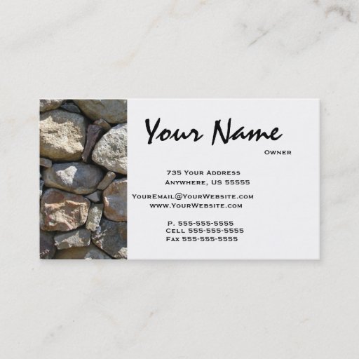Customizable Round Stone Masonry Business Cards