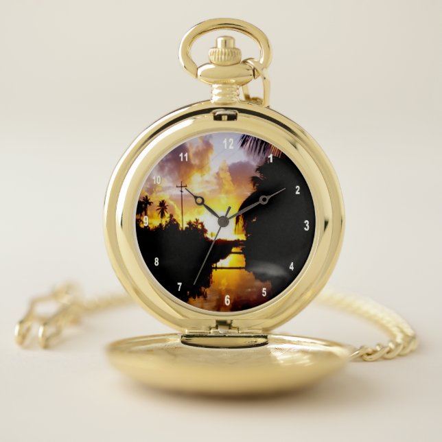 Round Sunrise Pocket Watch (Inside)