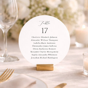 Round Table Number with Guest List
