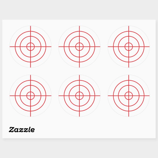 Round target practice stickers with red crosshairs (Sheet)