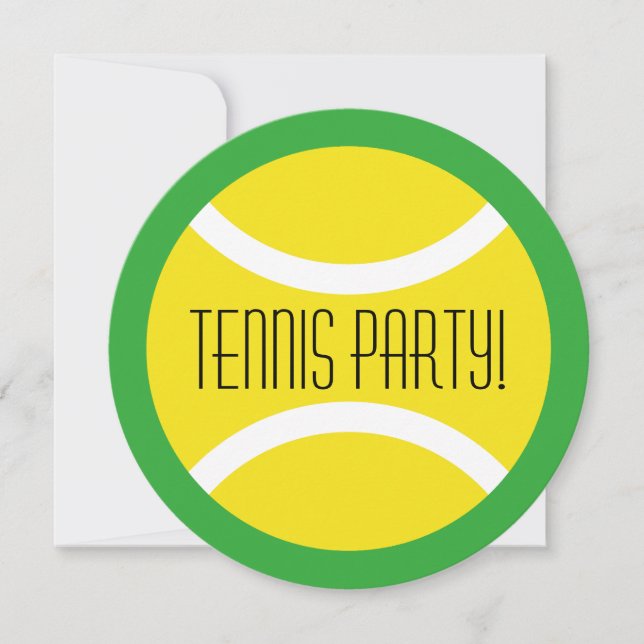 Round tennis ball Birthday party invitations (Front)