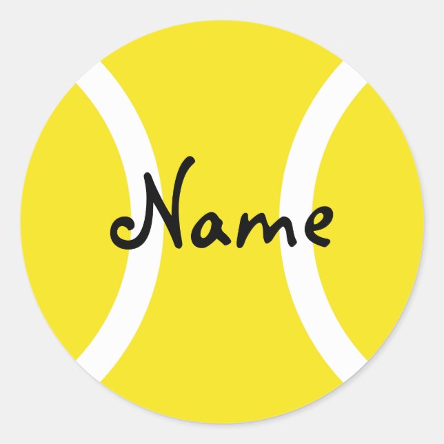 Round tennis ball sticker with customizable text (Front)