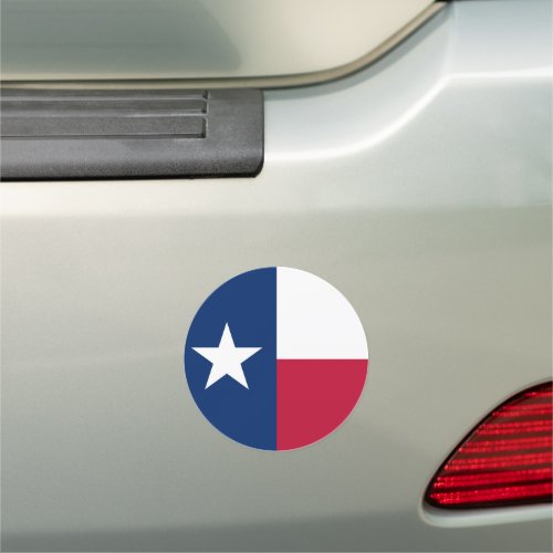 Round Texas state flag car magnet