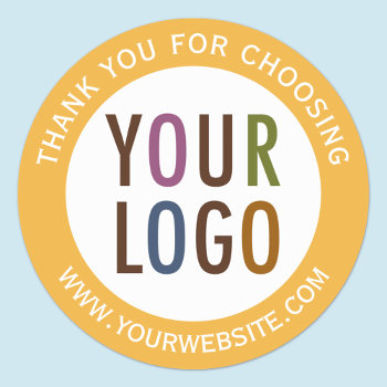 Round Thank You Stickers Business Logo Promotional by MISOOK at Zazzle