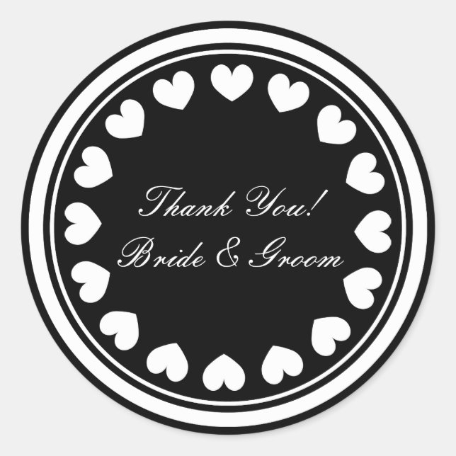 Round Thank you stickers for wedding favors (Front)