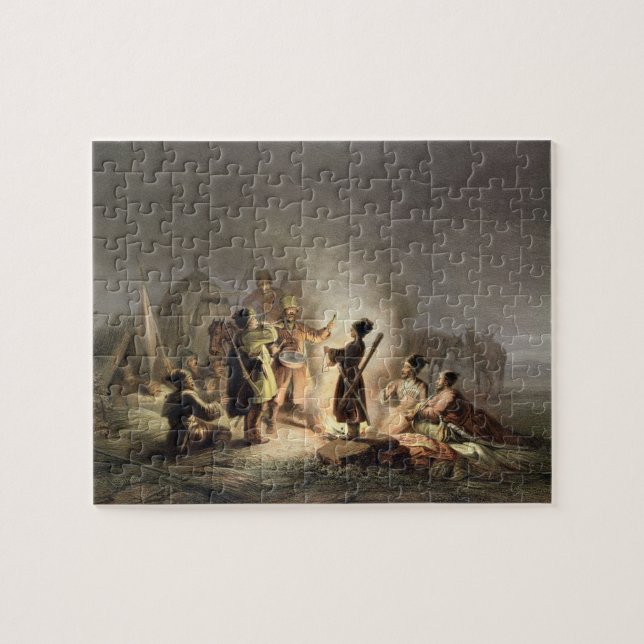 Round the Camp Fire (colour litho) Jigsaw Puzzle (Horizontal)