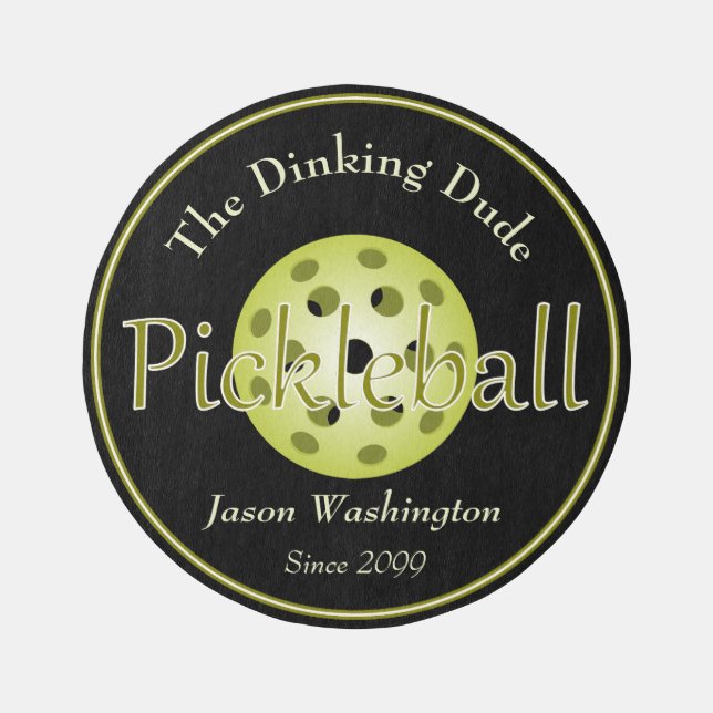 Round The Dinking Dude Guy / Duo Pickleball Ball Rug (Front)