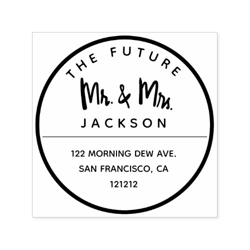 Round The Future Mr and Mrs Return Address Self_inking Stamp