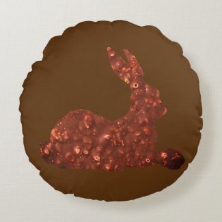 Round throw cushion,Chocolate Easter Rabbit