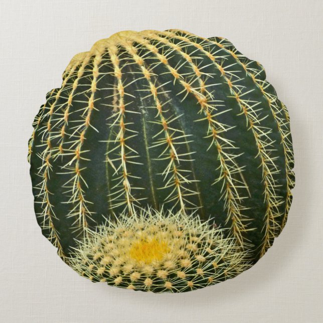 ROUND THROW PILLOW/GOLDEN BARREL CACTUS PILLOW (Front)