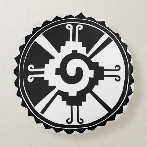 Round Throw Pillow Mayan Hunab Ku