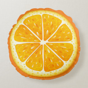 Round Throw Pillow-Orange Pillow
