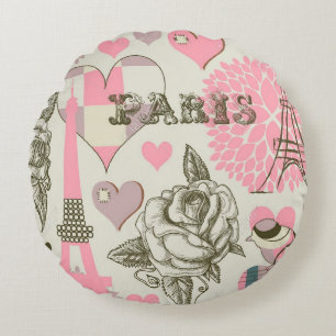 Round Throw Pillow/Paris Pillow