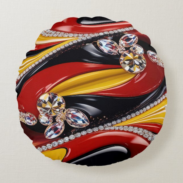 Round Throw Pillow with Belgian Colors (Front)