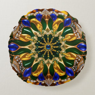 Round Throw Pillow with Brazil Colors