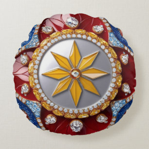 Round Throw Pillow with Colombian Colors