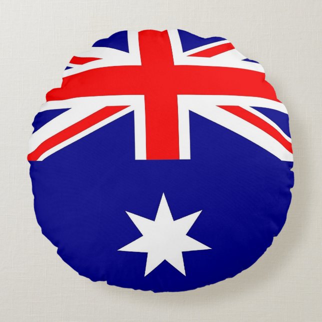 Round Throw Pillow with flag of Australia (Front)
