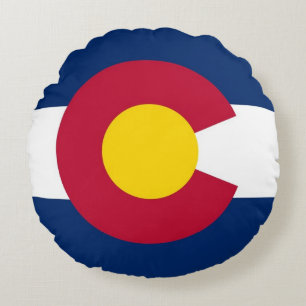 Round Throw Pillow with flag of Colorado, USA