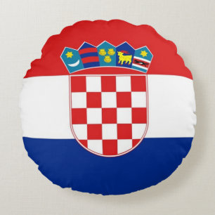 Round Throw Pillow with flag of Croatia