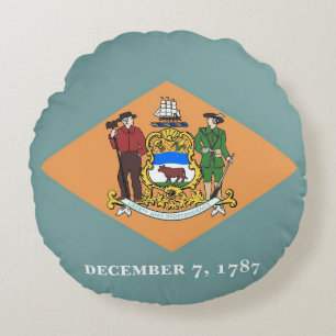 Round Throw Pillow with flag of Delaware, USA