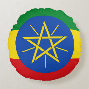 Round Throw Pillow with flag of Ethiopia